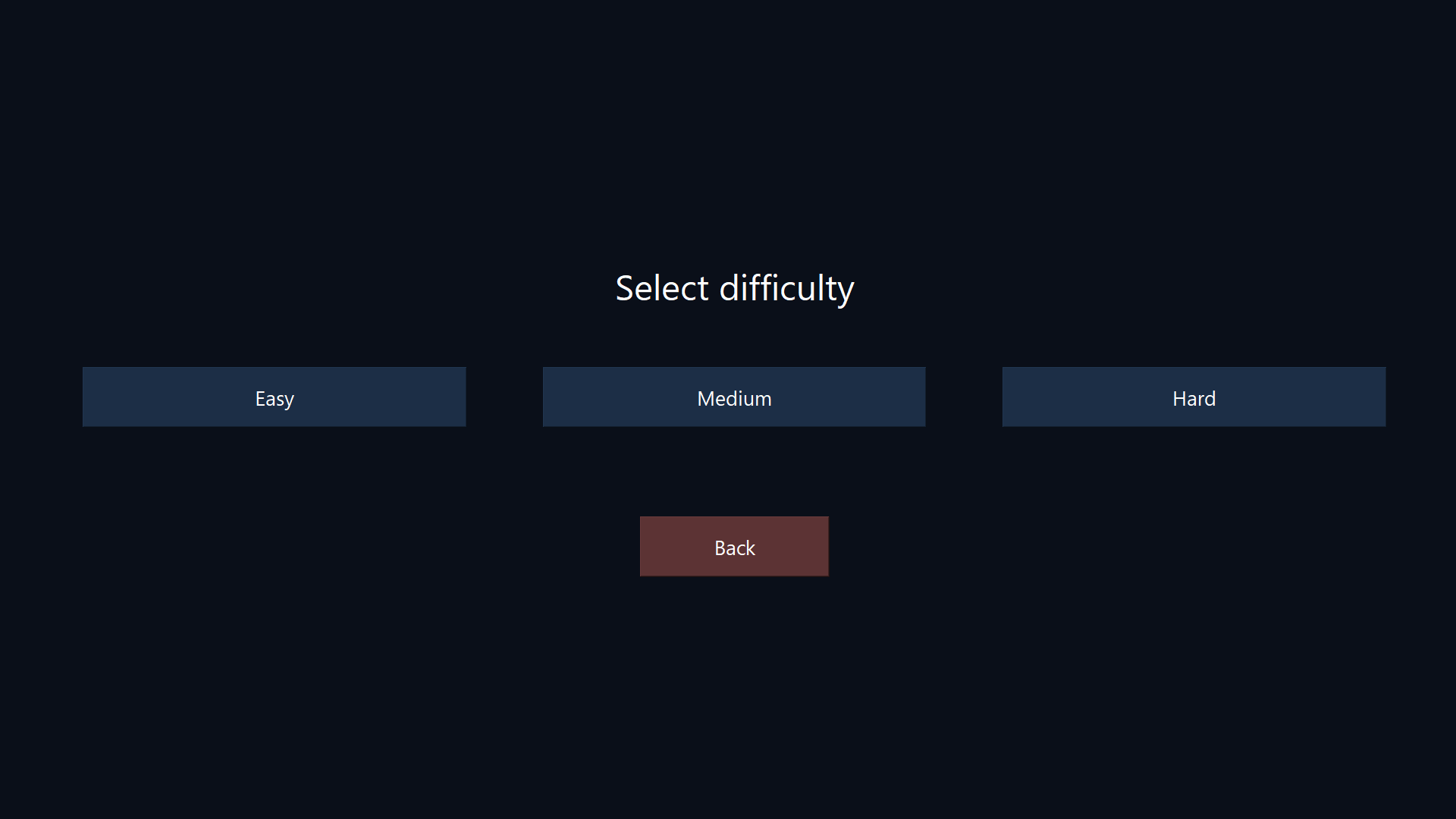 Difficulty selection menu